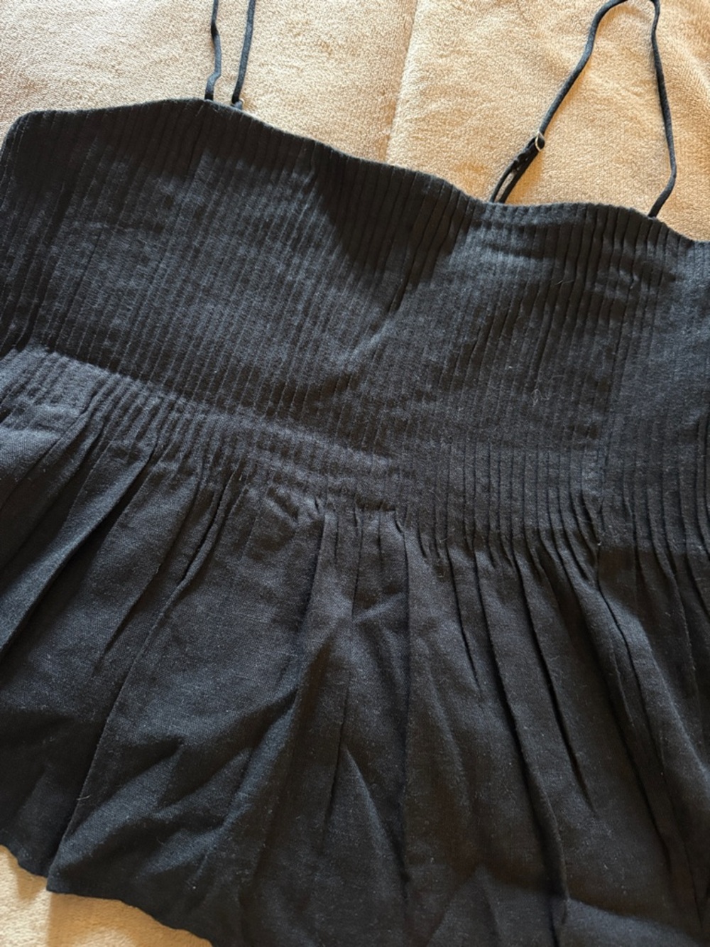 Abercrombie & Fitch Black Smocked Tank Top with Adjustable Straps